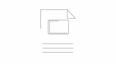 Dizüstü bilgisayarlı bir belgenin temiz ve minimalist bir çizimi sunumlar veya eğitim materyalleri için mükemmel. Basit ve etkili görsel iletişim.