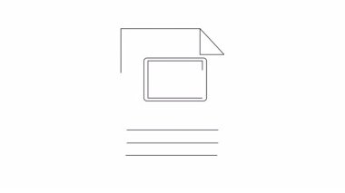 Dizüstü bilgisayarlı bir belgenin minimalist bir çizimi, sunumlar veya tasarım projeleri için ideal, temiz, teknolojiyle ilgili bir grafik gerektiriyor.