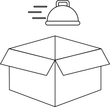Bir kutu ve üstü örtülü bir yemek ikonu, hızlı nakliye ve restoran servisini simgeliyor..