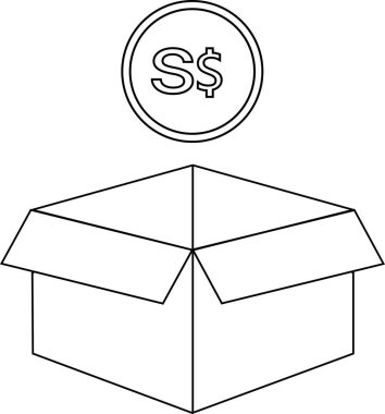 Açık bir kutunun üzerine yerleştirilmiş Singapur Doları 'nın basit bir tasviri..