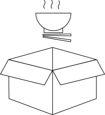 Üstünde bir kase sıcak yemek ve yemek çubuğu olan bir paket servis kutusu. Basit bir sanat eseri..