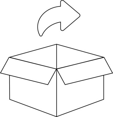 Aşağıya bakan bir okun olduğu basit bir çizgi çizimi, kutuya bir şey eklemeyi, içeri aktarmayı ya da eklemeyi simgeliyor..