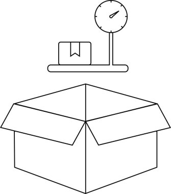 Lojistik veya nakliye kavramları için uygun basit bir taslak çizimi ve bir tartı.