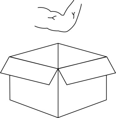 Bir çizgi film, gücü, ambalajı veya güç ve konteynırlarla ilgili kavramsal bir fikri sembolize eden, açık bir kutunun üzerine yerleştirilmiş kaslı bir kolu tasvir eder..