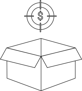 Üzerinde hedef tahtası olan bir kutunun tasviri, hedeflenen satış, pazarlama veya finansal hedefler ve hedefleri sembolize etmektedir.