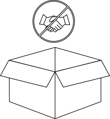 Üzerinde hiç el sıkışma belirtisi olmayan bir kutu tasviri, temassız teslimat veya fiziksel temastan kaçınmayı öneriyor..