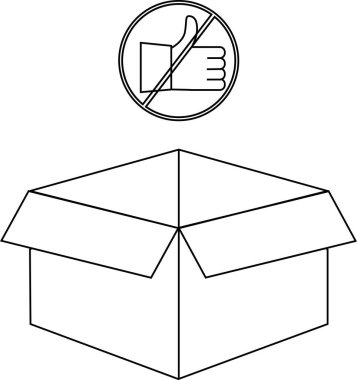 Başparmağınızı kutuya sokmamanız gerektiğini belirten bir uyarı işareti. Başparmağınızı dairenin içine sokup açık bir kutunun üzerinde bir çizgi oluşturan bir el..