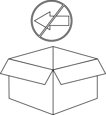 Sola dönüş işareti olmayan bir kutunun altında, kavramsal anlamda kısıtlamaları veya kısıtlamaları sembolize eden siyah ve beyaz bir illüstrasyon.