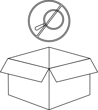 Üzerinde arama simgesi olmayan açık bir kutunun tasviri, kutunun içinde arama veya keşif eksikliğini simgeliyor.