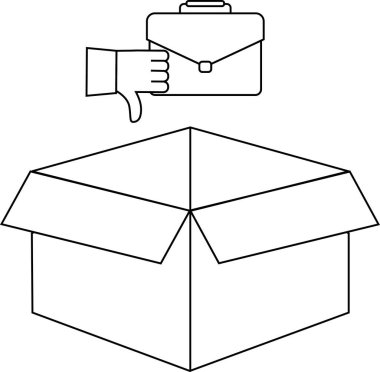 İşsizliği, bir kutu ve evrak çantası ikonunu, iş kaybını ve kariyer sorunlarını simgeleyen bir illüstrasyon.