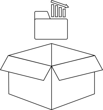 Azalan grafiği olan bir dizin açık bir kutunun üzerinde asılı duruyor, veri kaybını veya negatif eğilimleri simgeliyor.
