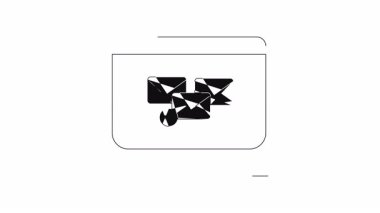 E- posta simgeleriyle bir bilgisayar ekranını gösteren basit bir animasyon, e- posta pazarlama ve iletişimi temsil eden.