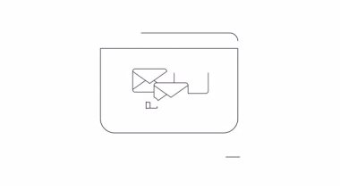 E- posta simgelerini gösteren, dijital iletişim ve teknolojiyi sembolize eden basit bir bilgisayar ekranı çizimi.