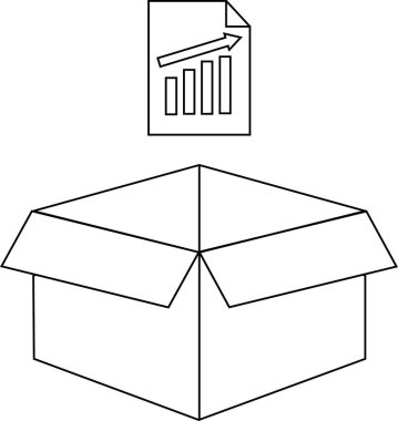 Üzerinde iş başarısını ve potansiyelini simgeleyen açık bir kapağı ve büyüme tablosu olan bir kutu..