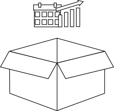 Üzerinde takvim ve grafik bulunan açık bir kutu, planlanmış büyüme ve başarı planlamasını sembolize eder..