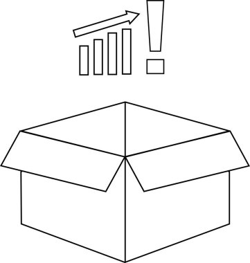 Yukarıya doğru büyüyen bir grafiği ve üzerinde başarıyı simgeleyen bir ünlem işareti olan açık bir kutunun tasviri.