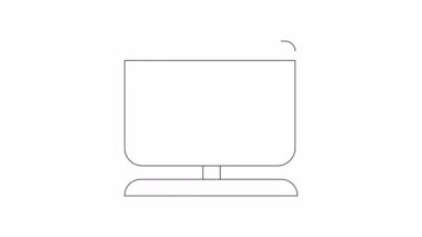 Bilgisayar ekranında roket sunan bir elin, dijital bir girişimi simgeleyen temiz bir çizgi sanat animasyonu.