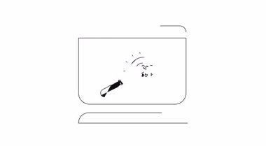 Üzerinde büyüteç olan, SPF koruma bilgilerini gösteren bir bilgisayar ekranı. Cilt bakımı veya teknoloji için animasyon kavramı.