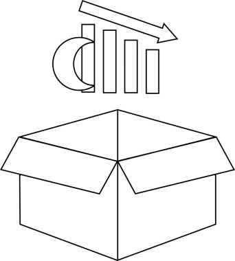 Üzerinde azalan bir eğilimin sembolü olan bir kutu, ticari bir daralmayı, ekonomik durgunluğu veya satışlarda veya kârda azalmayı temsil ediyor.