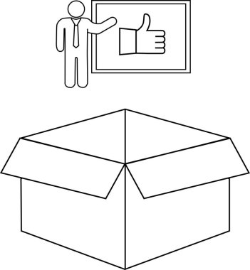 Bu, onaylı bir kutunun çizimi. Görüntü siyah beyaz..