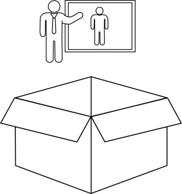 Aşağıda açık bir kutu olan bir kişi hakkında sunum yapıyor..
