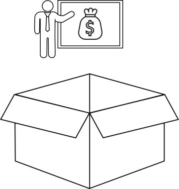 Para üzerine finansal veya yatırım kavramları için uygun bir iş sunumu ve kutu illüstrasyonu.