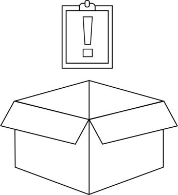 Üzerinde bir pano olan açık bir kutunun tasviri, bir ünlem işareti içeriyor, önem ya da uyarı öneriyor.