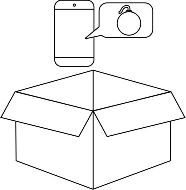 Üzerinde bomba ihbarnamesi olan bir telefon kutusu. Tehlike ya da beklenmedik tehdit kavramını gösteriyor..