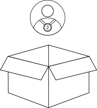 Açık bir kutunun üzerinde madalyası olan birinin çizimi, basit ve temiz bir tasarım..