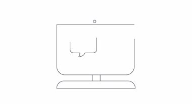 Bu animasyon bir bilgisayar ekranını gösteriyor. Fiyat etiketi ve konuşma balonunda dolar işareti var. İnternet alışverişini temsil ediyor..