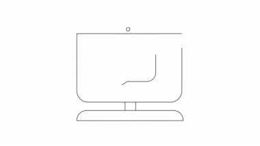 Askı simgesini gösteren, çevrimiçi moda alışverişini ve e-ticareti temsil eden bir bilgisayar ekranının minimalist çizgisi çizimi.