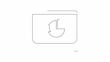 Bir pasta grafiği ve uyarı çanı simgesini gösteren bir bilgisayar monitörünün basit bir animasyonu. İş ya da teknoloji projeleri için mükemmel.