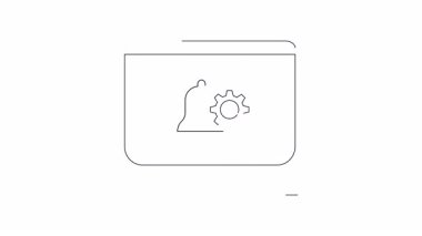 Uyarı zili ve ayarları olan animasyon bilgisayar simgesi. Teknoloji, uyarı ve özelleştirme kavramları için mükemmel..