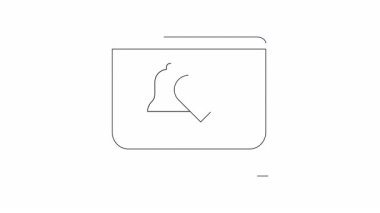 Bir bilgisayar ekranının, dijital aşkı ve çevrimiçi uyarıları sembolize eden, bir kalp ve uyarı zilini gösteren basit bir çizgi sanatı animasyonu.