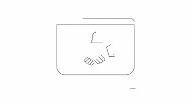 Dijital çağda çevrimiçi işbirliği ve ortaklıkları sembolize eden bir bilgisayar ekranının basit bir çizimi.