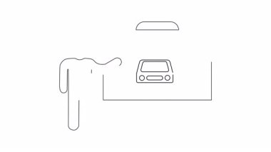 Beyaz tahtada elektrikli bir araç sunan, çevre dostu ulaşımı ve sürdürülebilir teknolojiyi sembolize eden basit bir illüstrasyon..