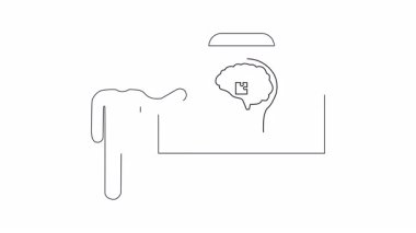 Sorun çözme ve zihinsel süreçler hakkında eğitim veya iş içeriği için uygun sunum yapan bir kişinin basit bir illüstrasyonu.