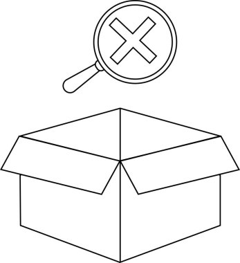 Üzerinde çapraz bir sembol olan boş bir kutunun resmi, bir arama arızasını gösterir ya da bulunamadı.