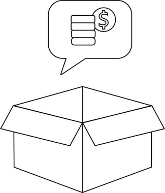 İçinde para ve dolar işareti olan, para ya da değeri sembolize eden bir düşünce baloncuğu içeren basit bir çizgi çizimi..