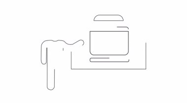 Yapay zeka kavramlarını bilgisayar ekranı kullanarak açıklayan sunucunun bir çizimi. Yapay zeka üzerine eğitici içerik için ideal.