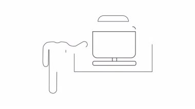 Küresel bir konsepti ekranda sunan, iş ve teknoloji temaları için ideal basit bir simge.