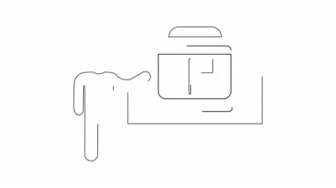 Animasyon sunum simgesi bir kişinin bir belgeyle dizüstü bilgisayarı sunuşunu gösteriyor. İş, teknoloji ve eğitim videoları için mükemmel.