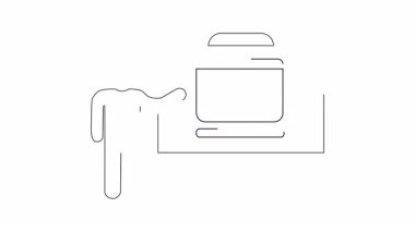 Ekranda iş geliştirme grafiği sunan bir kişinin basit bir çizgisi. İş ve eğitim içeriği için ideal.