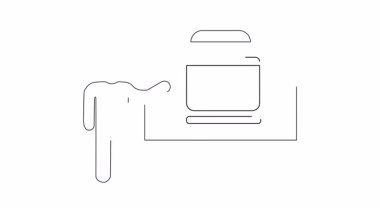 Bilgisayarın diyagramını beyaz tahtada elektrik prizi olan birinin basit bir çizgi çizimi. Eğitim veya teknik içerik için ideal.