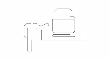 Ekranda aşı sunan birini gösteren bir çizgi çizimi. Tıp eğitimi ve sağlık bilinçlendirme kampanyaları için ideal.