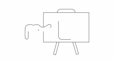 Tahtada gösterilen bir sağlık uygulamasını sunan bir kişinin basit bir çizimi. Tıbbi, teknolojik veya sunum temaları için ideal.