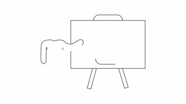 Ekranda aşk uygulaması sunan birinin basit bir çizimi. Teknoloji, aşk ve sunumlar için ideal..