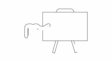 Basit bir çizim, beyaz tahtada mobil uygulama büyüme stratejisi sunan birini gösteriyor. İş, teknoloji ve pazarlama içeriği için ideal.