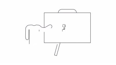 Mobil uygulama büyüme stratejisini ekranda görselleştiren bir sunucuyu gösteren basit bir çizgi çizimi. İş, teknoloji ve pazarlama içeriği için ideal.