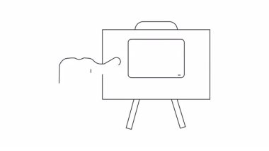 İnternet üzerinden sunum yapan bir kişinin canlandırılmış simgesi, iş toplantılarını, teknolojiyi ve uzak çalışma kavramlarını göstermek için mükemmel..